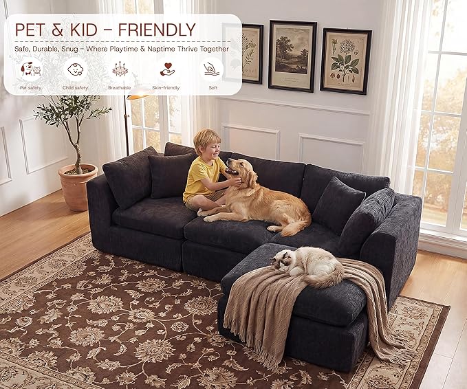 110'' Oversized Cloud Sectional Boneless Couch