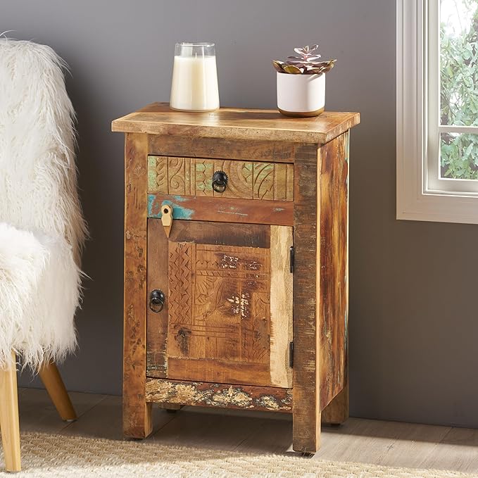 Traditional Carved Wood Side Table, Elegant Addition to Any Room, Made from
