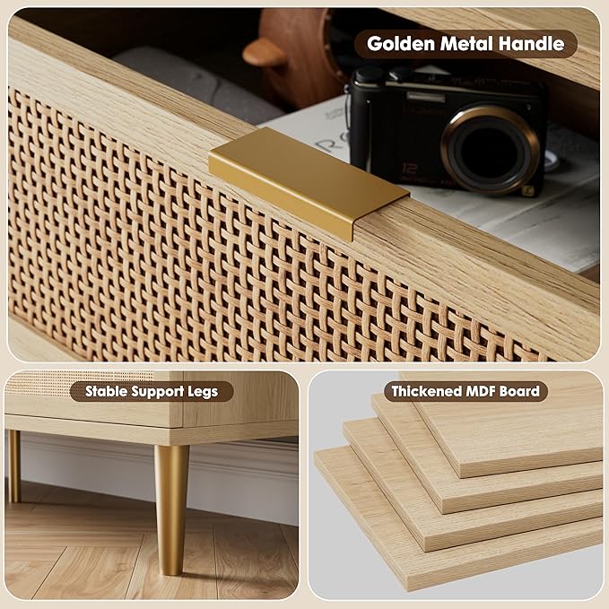 GarveeHome Rattan 8 Drawer Dressers