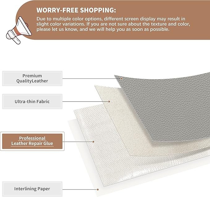 ONine Leather Repair Patch，Self-Adhesive Couch Patch，Multicolor Available