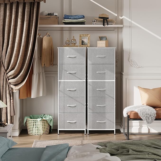 WLIVE Fabric Dresser, 5-Drawer Tall Dressers
