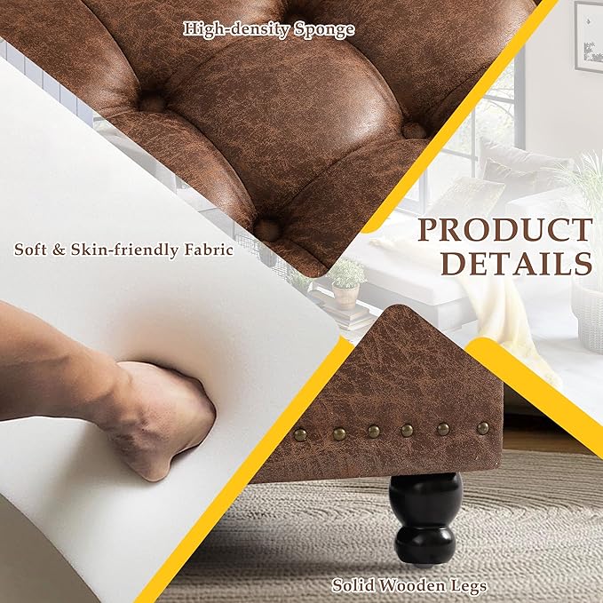 36" Large Square Ottoman with Storage, Tufted Upholstered Storage Ottoman with