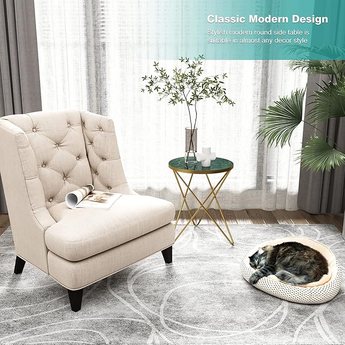 HLR Modern Round Side Table Set of 2, End Table