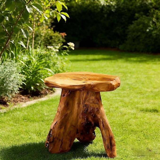 Greenage Cedar Roots Mushroom Accent Stool 12" x 15" x 13.5" Height Natural
