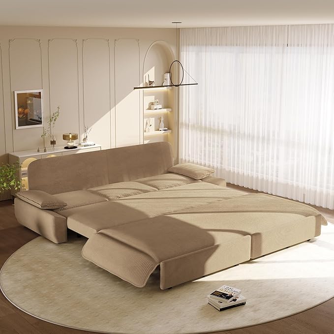 KEIKI 94.5'' King Sleeper Sofa Bed, Space-Saving 3-in-1 Pull Out Futon Couch