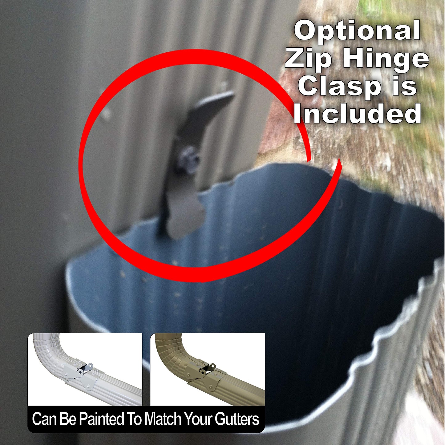Zip Hinge 5 Pack Plus | Made in The USA Downspout Hinge | Hardware, Nutsetter & Instructions | DIY Installation on All Rectangle or Square Downspouts