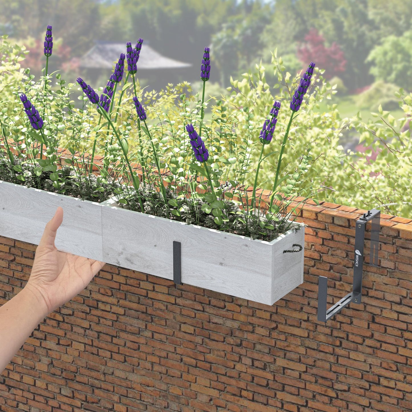 WISHCII Window Box Brackets, (5.9 to 11.8 Inches) Adjustable Planter Box Brackets, Heavy Duty Iron Flower Box Holder for Railings,- Perfect for Balconies, Fences, and Gardens (Classic Shape,4 Pack)
