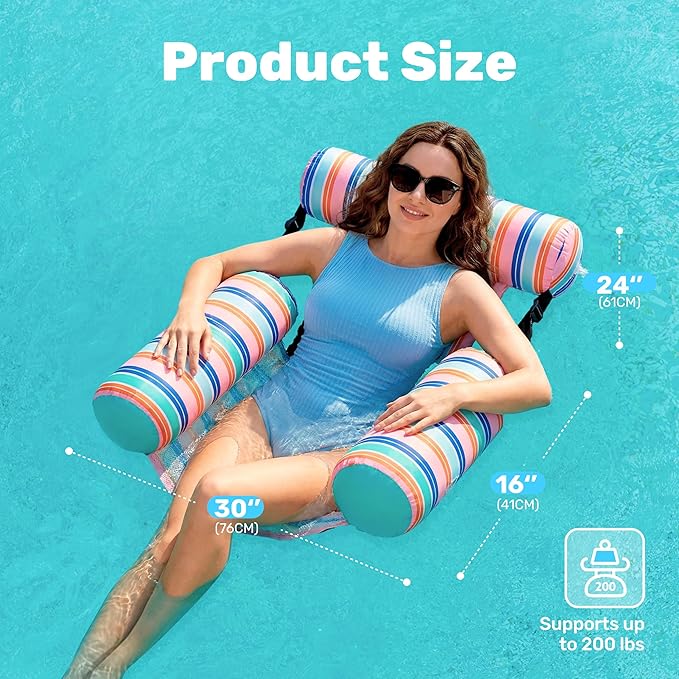 SLOOSH Inflatable Pool Floats Adult, 2 Packs Floating Lounge Chairs, Blow up
