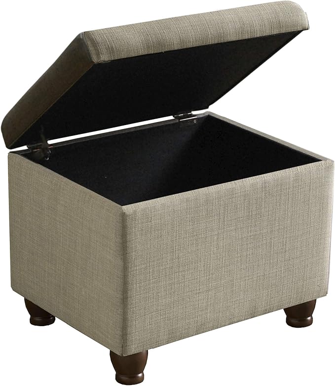 Homepop Home Decor | Upholstered MediumRectangular Storage Ottoman | Hinged Lid