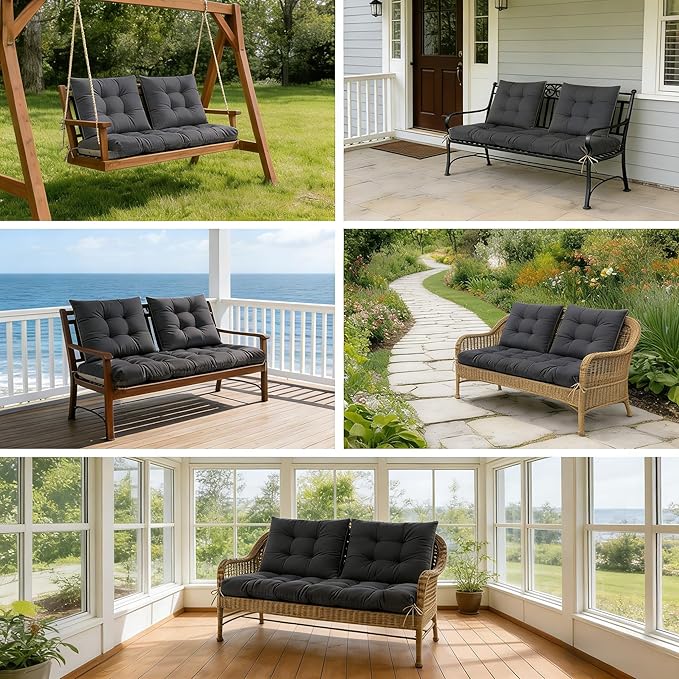 3 Pcs Wicker Chair Cushions Patio Loveseat Chaise Cushion Set