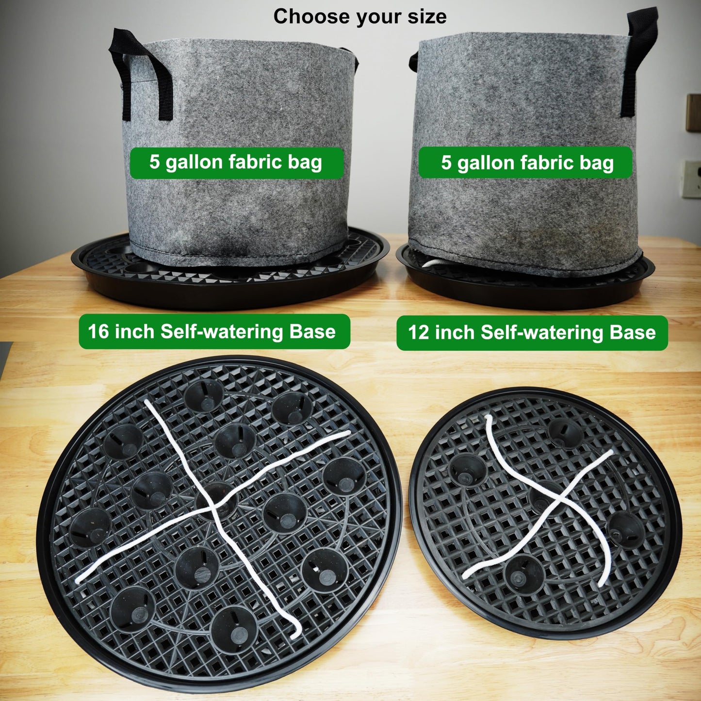 8 Pack 12 inch Self Watering Base for Fabric Grow Bag, Self-watering Plastic Elevated Plant Saucer Stand, Automatic Watering Tray for Non-woven Planter Flower Pot Growth Tent Greenhouse Indoor Outdoor