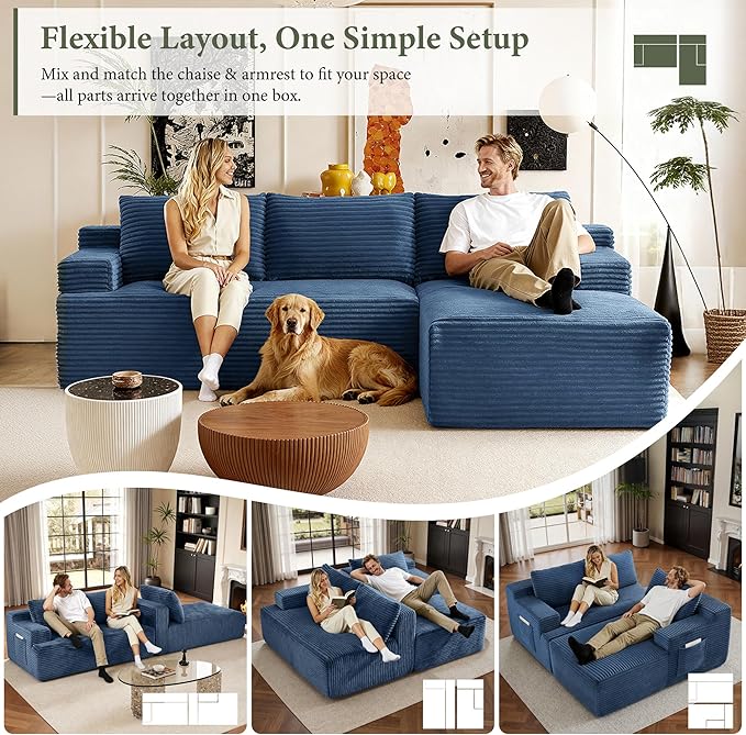 96" Sectional Couches for Living Room Cloud Couch Sofa
