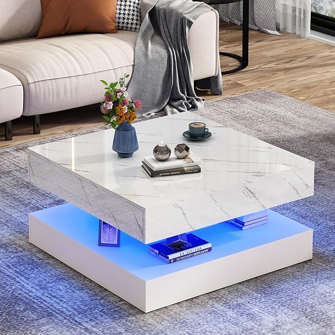 jiteentarou 33.9 Inch Modern LED Coffee Table
