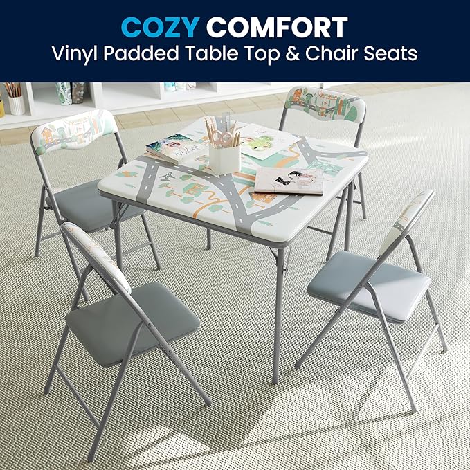 Flash Furniture Mindy Kids 5-Piece Folding Square Table and Chairs Set