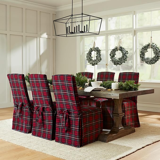 SureFit Cove Cotton Canvas Long Dining Room Chair Covers, Dining Chair Cover