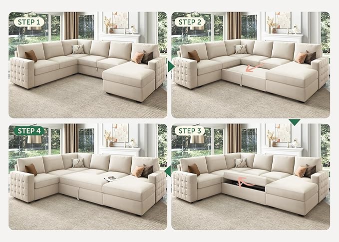 HONBAY Sectional Sleeper Sofa
