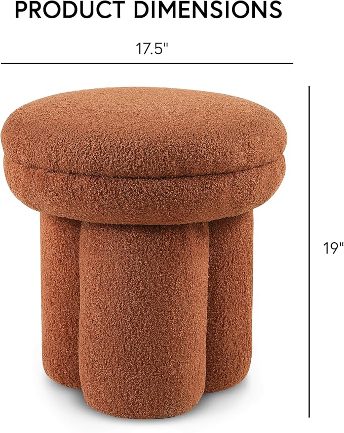 Furniture of America Rami Modern 17-inch Mushroom-Shape Upholstered Ottoman