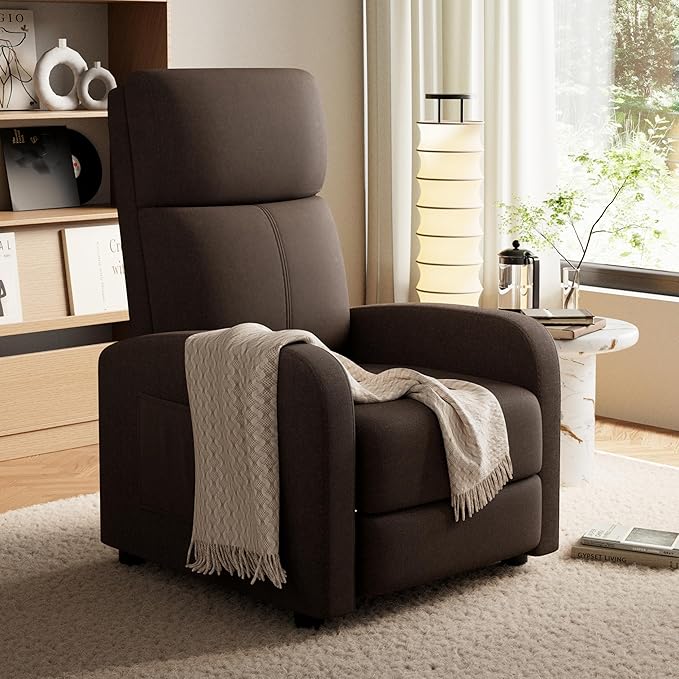 GarveeHome Linen Fabric Manual Recliner Chair,