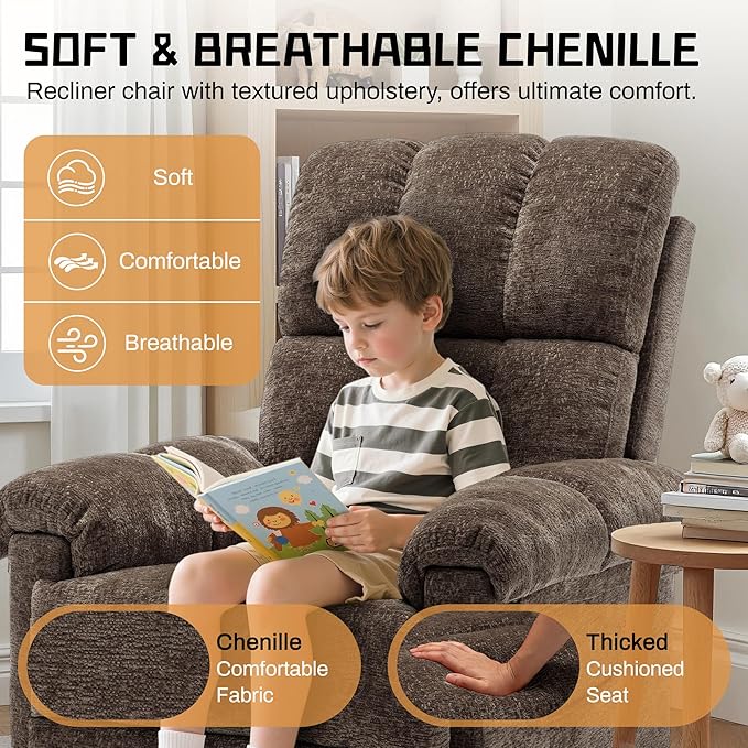 Korser Recliner Chair, Swivel Rocker Recliner Chair