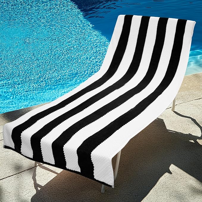 COTTON CRAFT Beach Lounge Chair Cover – 2 Pack Euro Spa Waffle Terry Towel