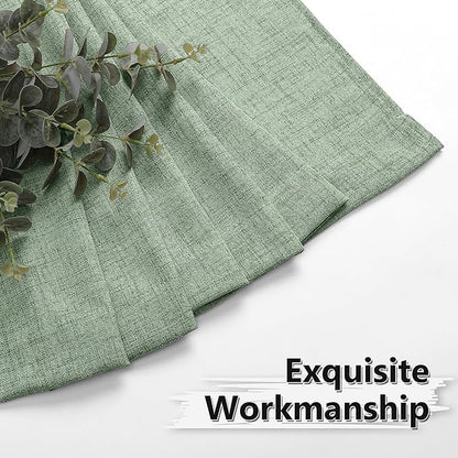 Tollpiz Linen Curtains Bedroom Rod Pocket Semi Sheer Curtain Burlap Light Filtering Thick Linen Drapes for Living Room, 54 x 84 inches Long, Sage Green, Set of 2 Panels