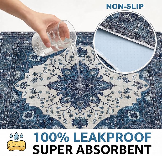 Washable Pee Pads for Dogs,Great Urine Absorbent Reusable Puppy Training Pads,Waterproof,Leak-Proof & Non-Slip Potty Pads for Whelping,Crate,Playpen,Bed.(Dark Navy Floral,36"x36")