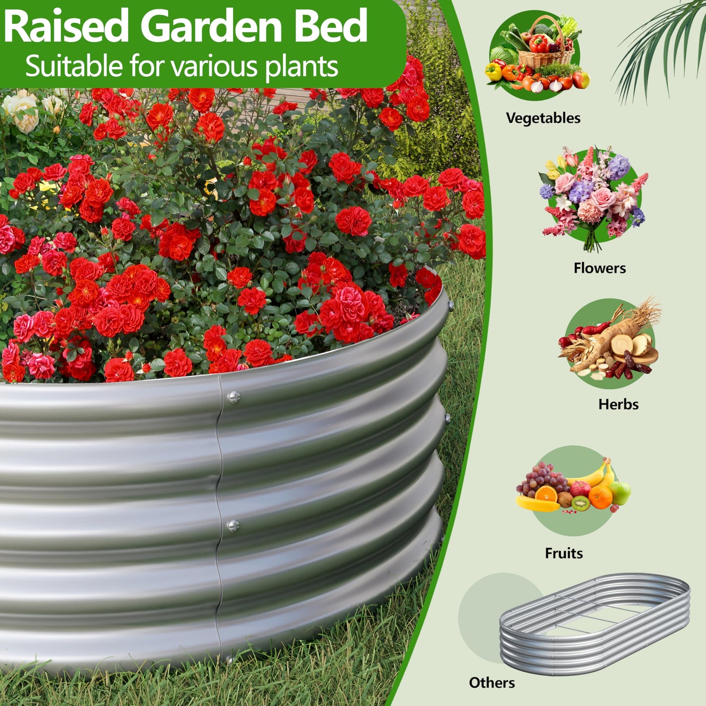 Easllre 2PCS 6x3x1ft Galvanized Metal Raised Garden Bed Kit,Outdoor Planter Box Vegetables,Flowers,Herbs Durable Rust-Resistant Patio Gardening Beds