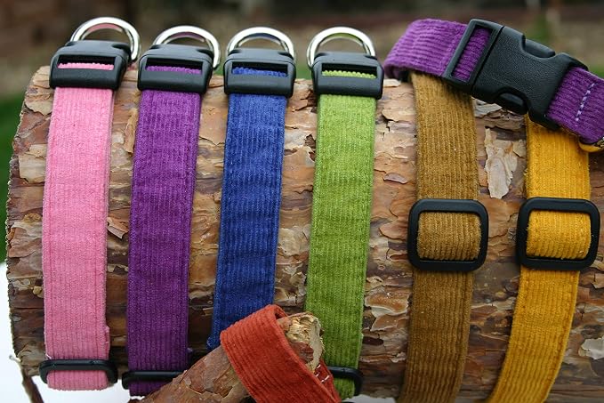 Hemp Corduroy Dog Collar - No Pattern (1/2" Extra Small, Blue)