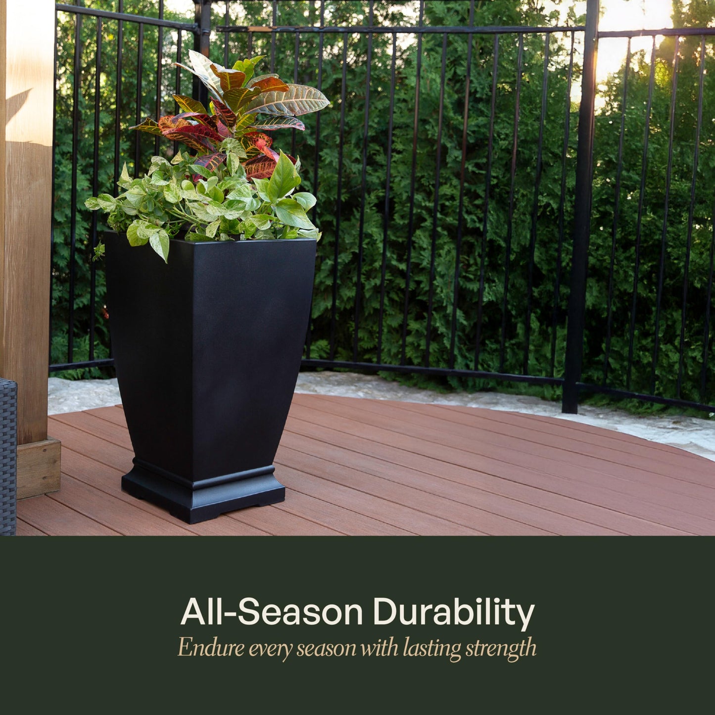 Mayne Acadia 28-Inch Self-Watering Tall Planter, Weather-Resistant and Durable, Ideal for Indoor and Outdoor Use, Perfect for Patio, Porch, or Entryway