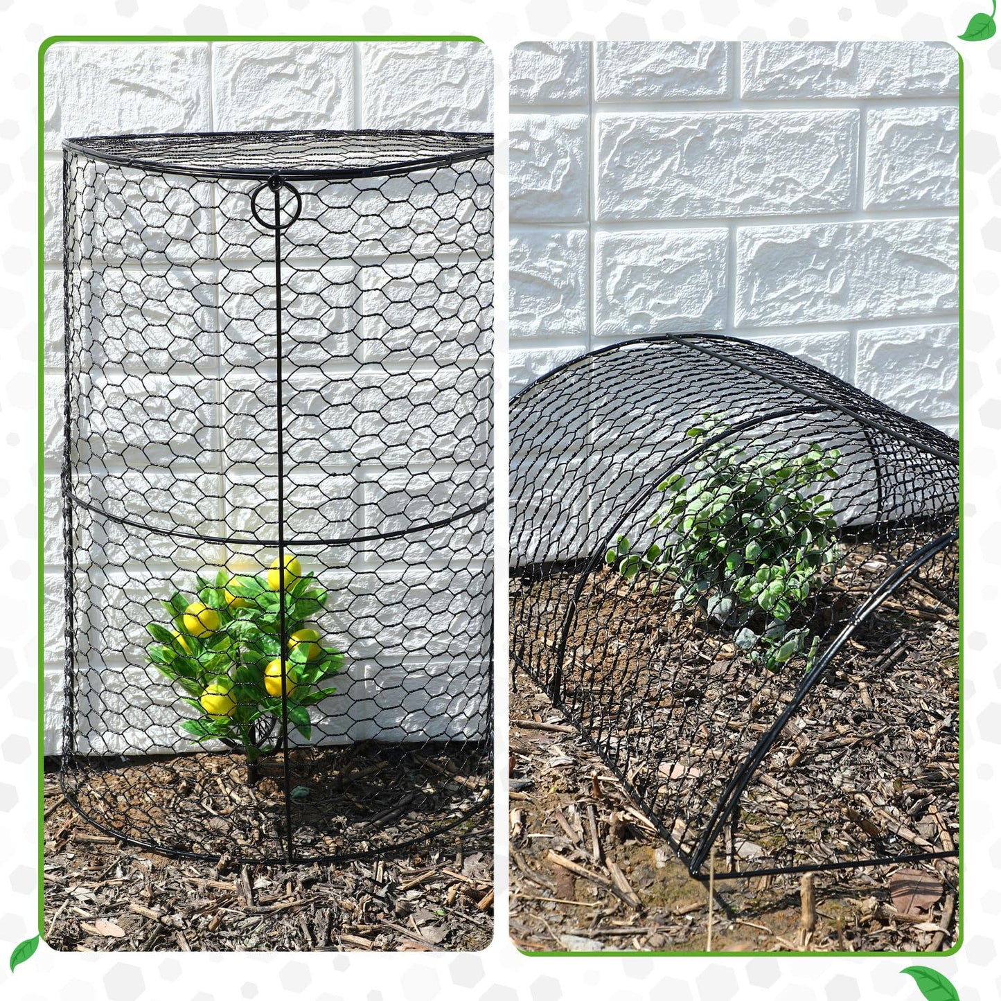 Tandefio 4 Pack Chicken Wire Cloche Plant Protectors from Animals 18.5 x 8 Inch Garden Cloches for Plants to Keep Bunnies Chicken Squirrels Birds Wild Animals Out, Arch Metal Tunnel Garden Cages
