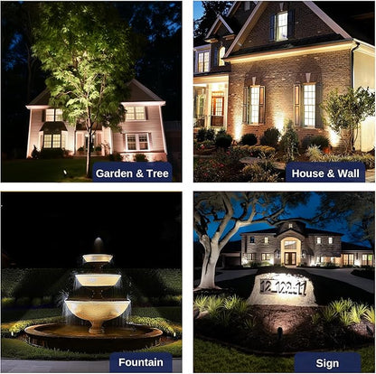 Gardenreet Brass Landscape Lighting - Black Low Voltage Outdoor Spotlights, Wired LED Uplights 12V, Waterproof Spot Lights for Outside Trees with 5W 4000K Natural White MR16 Bulb (4 Pack)