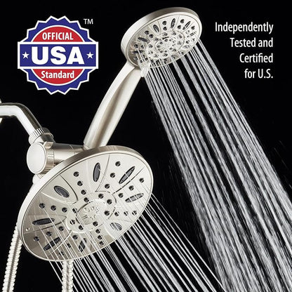 AquaDance 7" Premium High Pressure 3-Way Rainfall Combo Combines The Best of Both Worlds-Enjoy Luxurious Rain Showerhead and 6-Setting Hand Held Shower Separately or Together, Satin Nickel