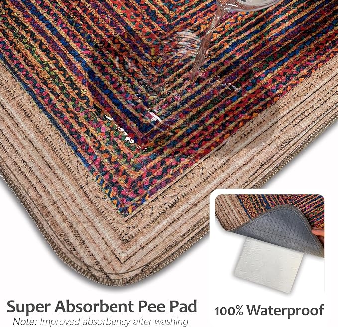 Washable Pee Pads for Dogs, Reusable Puppy Potty Training Pads, Ultra-Absorbent Thick Waterproof Leak-Proof Non-Slip Pads & Mat for Crate, Playpen, Floor, Whelping & Housebreaking , 1 Pack 72"x72"