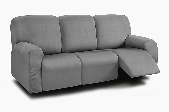 ULTICOR 8-Pieces Recliner Sofa Covers, Yarn Dyed Stretch Reclining Couch Covers
