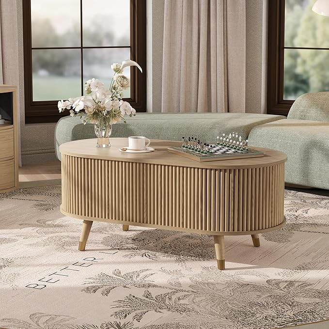 JOINICE 42.5" Oval Lift Top Coffee Table