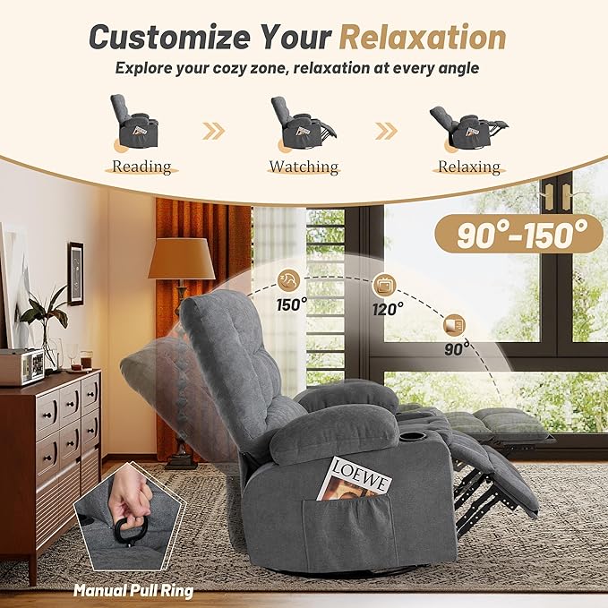 Oversized Swivel Rocker Recliner Chair