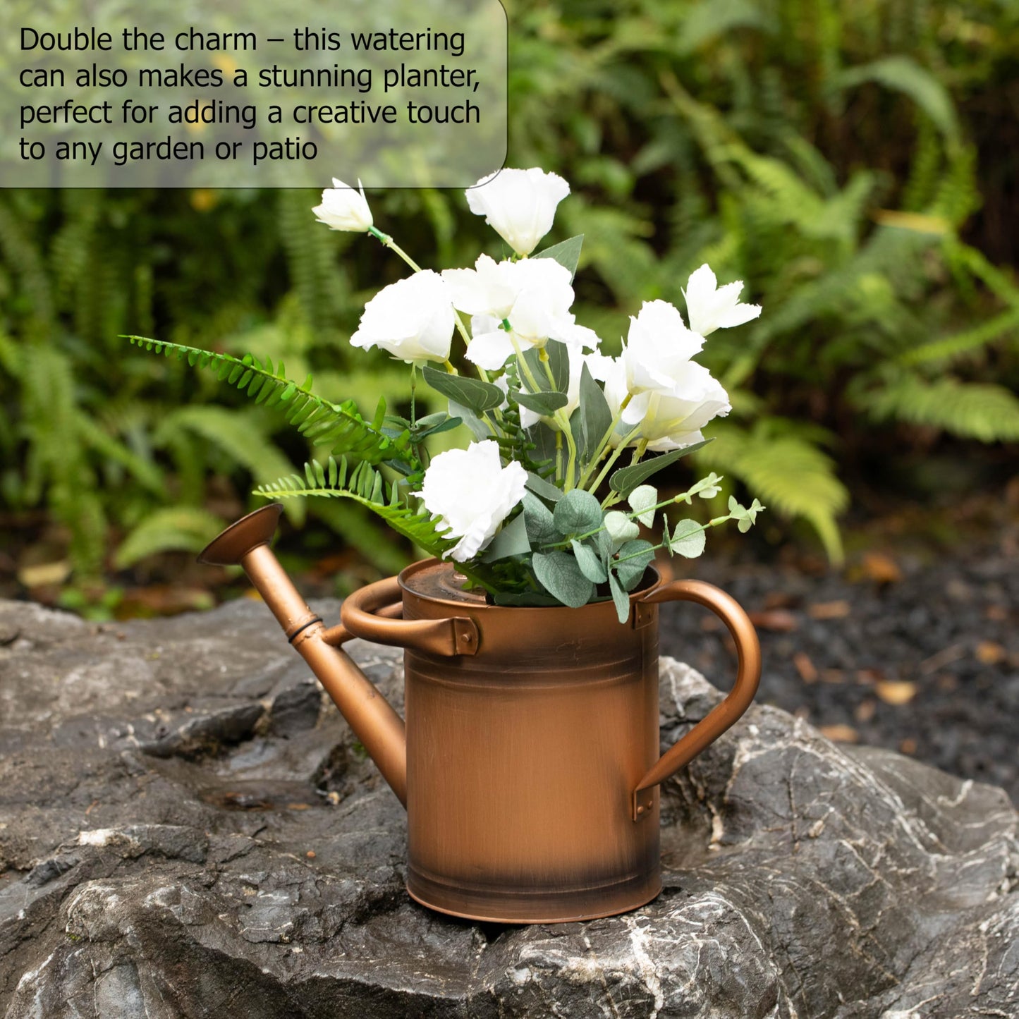 Gardenised 1 Gallon Metal Watering Can with Removable Long Spout & Sprinkler Head for Indoor & Outdoor Use Ideal for Garden Flowers Potted Plants Houseplants Modern Decorative Home Accessories, Bronze