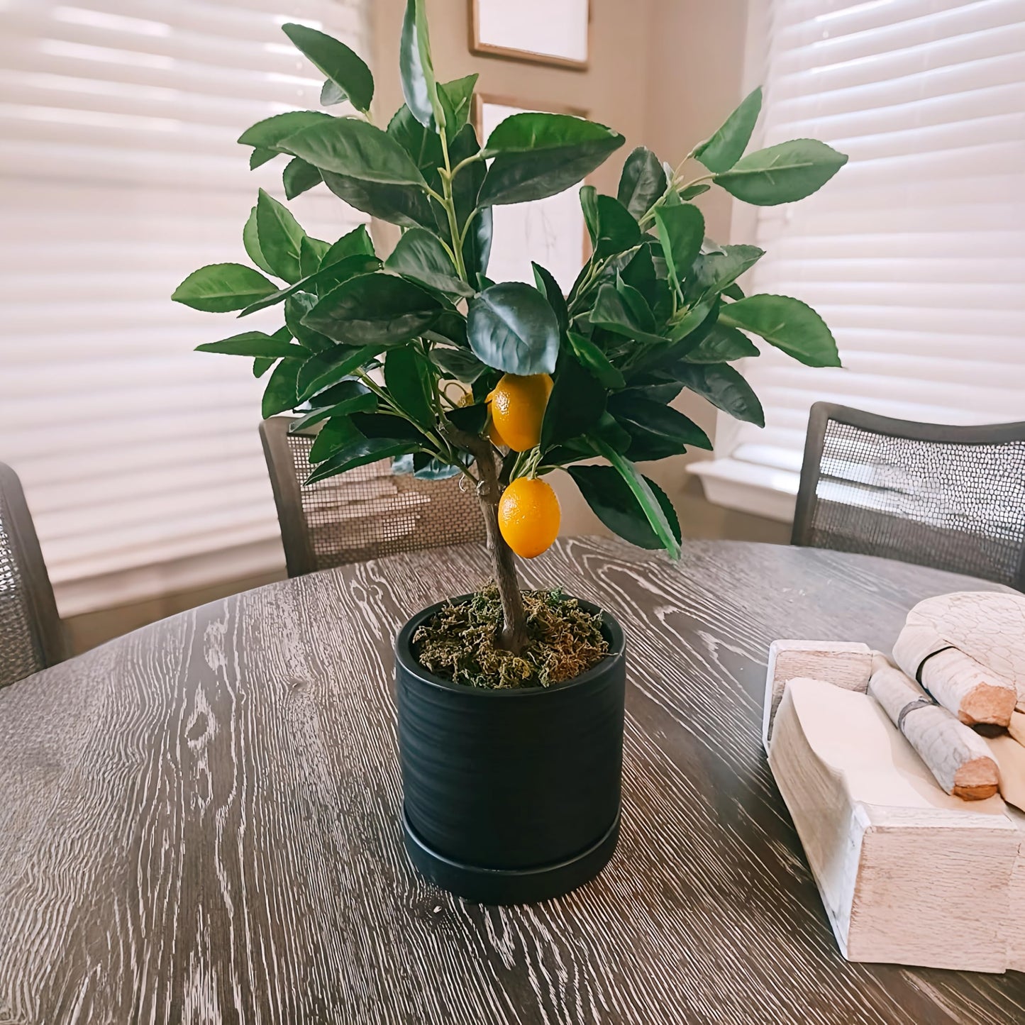 HERDUK 6 Inch Plant Pots, Ceramic Planter Pot with Drainage Hole & Saucer, Indoor/Outdoor Cylinder Round Planter Pot, Matte Black