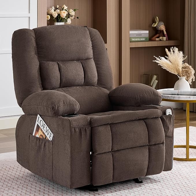 Rocker Recliner Chair with Massage and Heat, Nursery Rocking Chairs