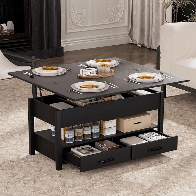 SYESWAY 42'' Lift Top Coffee Table, 4-in-1 Multifunctional Lift Coffee Table