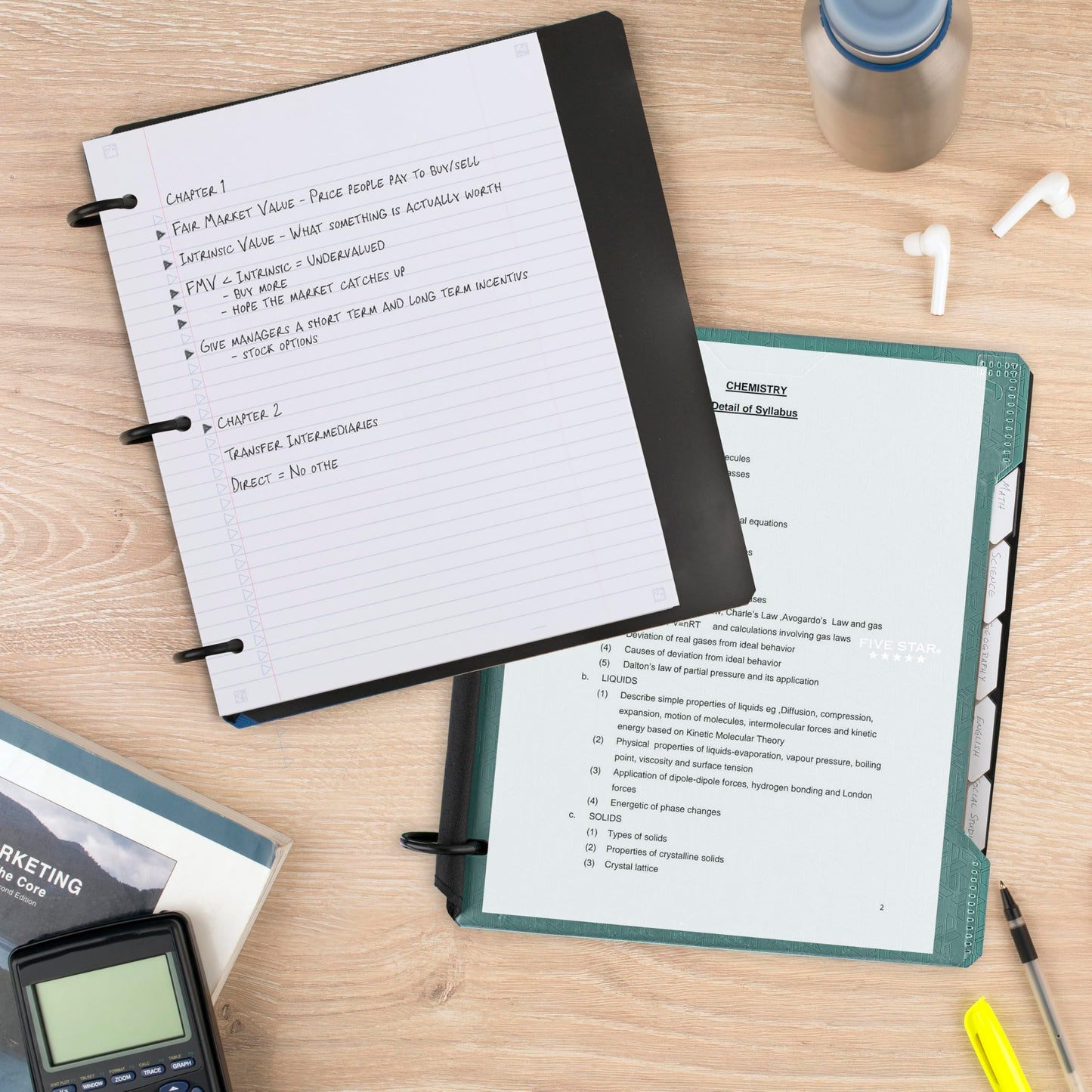 Five Star Flex Refillable Notebook + Study App, College Ruled Paper and 1 Inch TechLock Ring Binder with Customizable Cover, Pockets, Tabs and Dividers, 200 Sheet Capacity, Seaglass Green (29326AQ8)