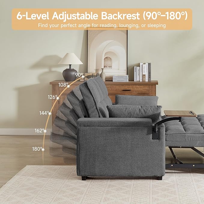 Auvsoce 65'' Chaise Lounge Chair Indoor, 3-in-1 Convertible Sofa Bed
