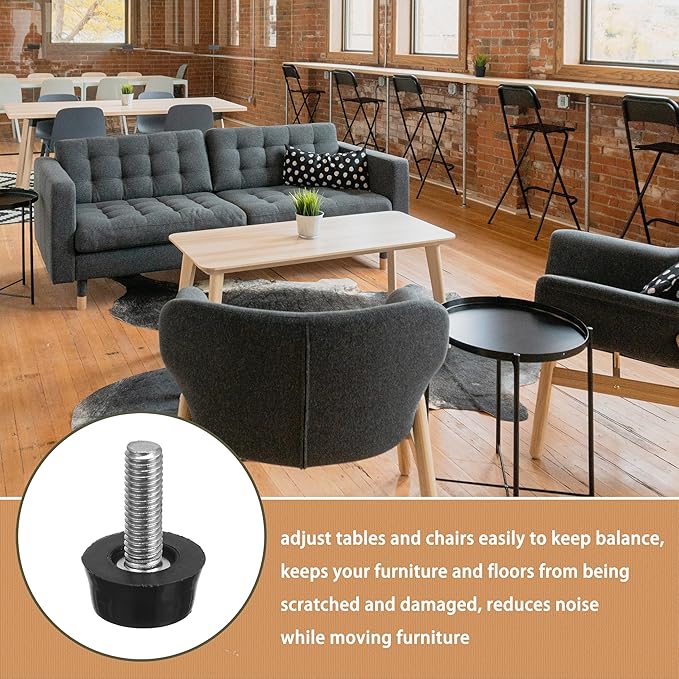 1/4-20" UNC Thread Adjustable Furniture Levelers Screw in Threaded 20 Pcs