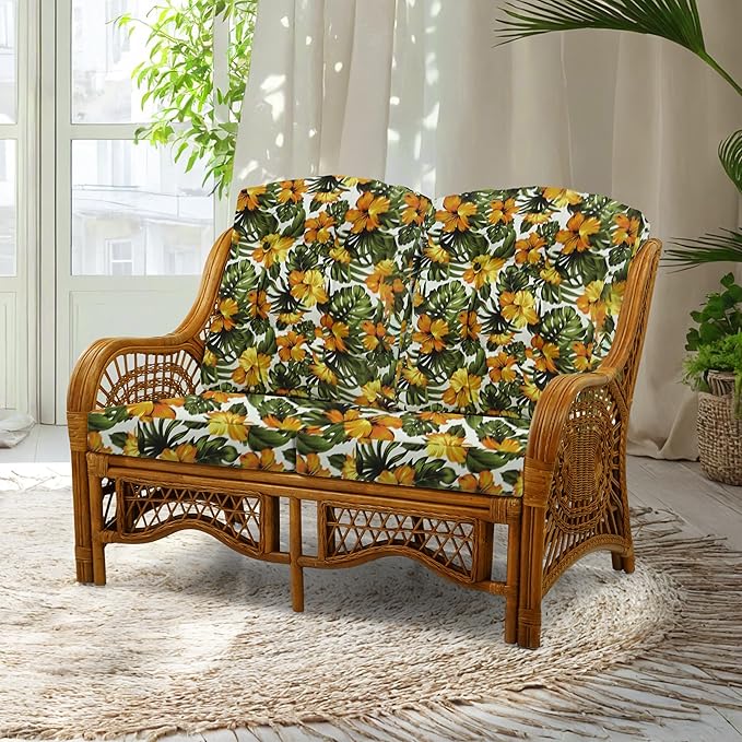 Malibu Lounge Loveseat Sofa Natural Rattan Wicker Handmade Design