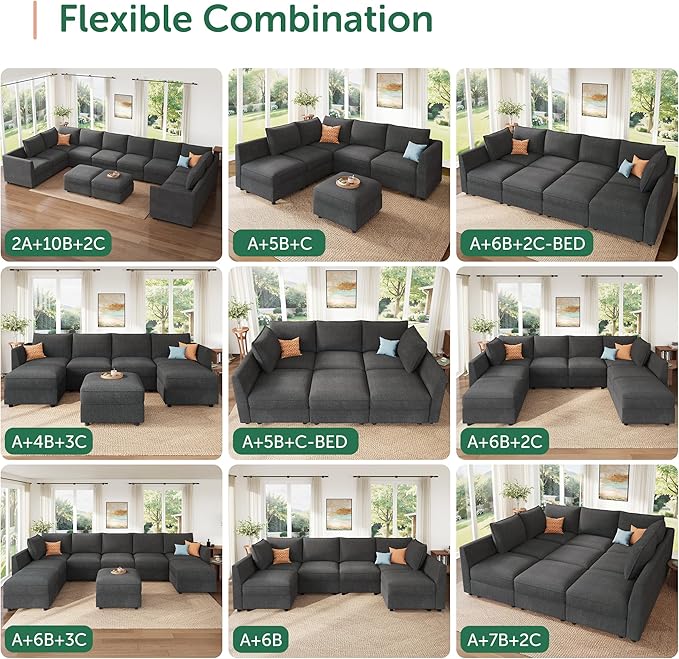 HONBAY Modular Sectional Sofa Sleeper Couch