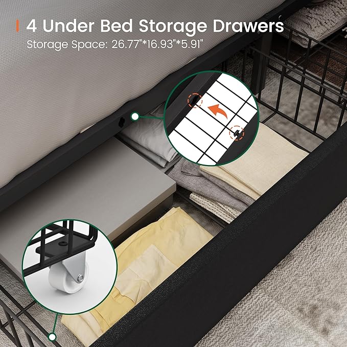 LARMACE Queen Size Platform Bed Frame