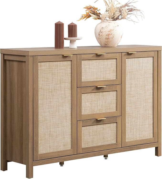 SICOTAS Rattan Sideboard Buffet Cabinet