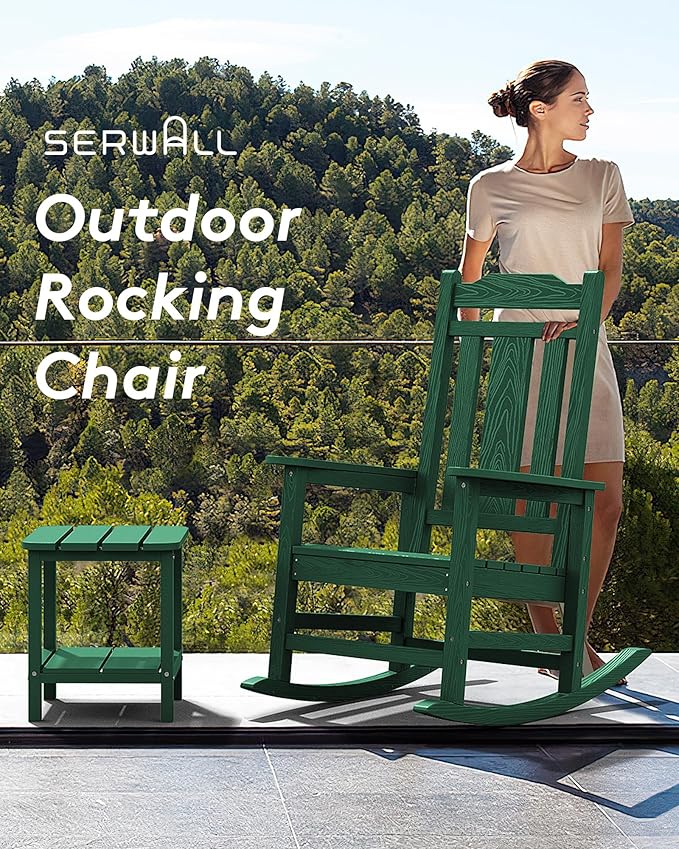 SERWALL HDPE Outdoor Rocking Chair Set of 6, Patio Rocking Chairs Set, Rocking