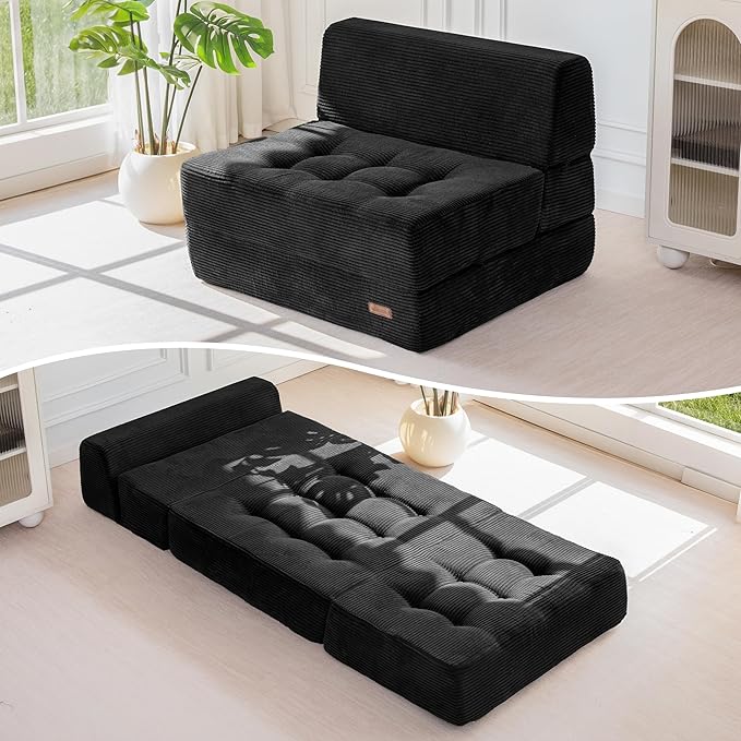 MAXYOYO 8" Folding Sofa Bed, Fold Out Chair Bed Sleeper Chair, Convertible