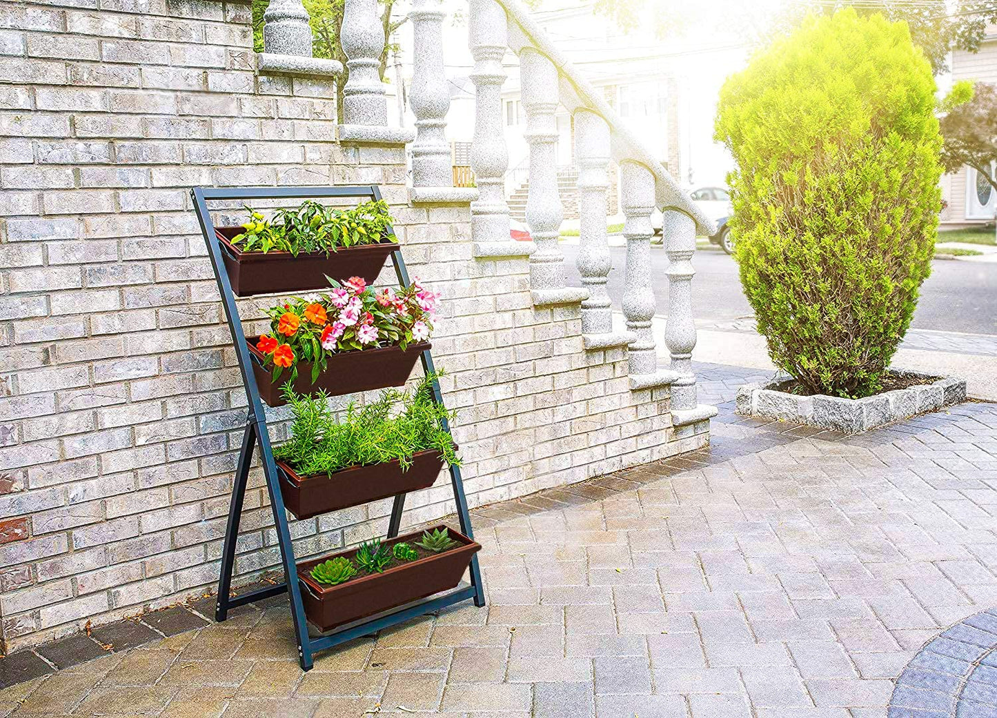 Outland Living 4-Ft Raised Garden Bed - Vertical Garden Freestanding Elevated Planters 4 Container Boxes - Good for Patio Balcony Indoor Outdoor - Perfect to Grow Vegetables Herbs Flowers